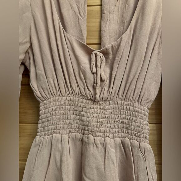 Reformation Size XSmall Long Sleeve Tie Bust Smocked Wilder Mini Dress - Picture 4 of 13